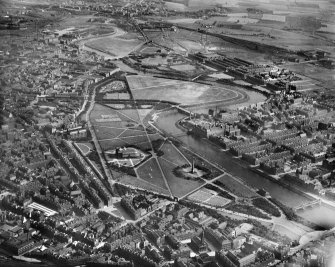 Glasgow, general view, showing Glasgow Green and River Clyde.  Oblique aerial photograph taken facing south.