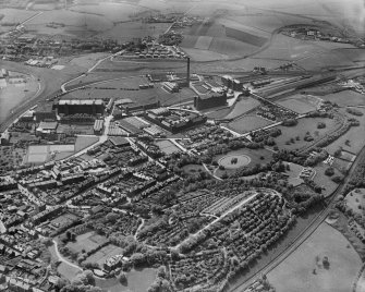 J and P Coats Ltd. Ferguslie Mills Thread Works, Paisley.  Oblique aerial photograph taken facing south.