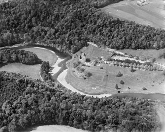 Neidpath Castle, Peebles.  Oblique aerial photograph taken facing north-west.