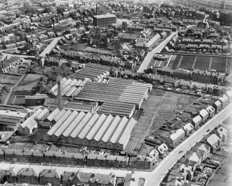 Ballantyne Brothers and Co. Ltd. March Street Mills, Peebles.  Oblique aerial photograph taken facing south-east.