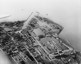 Leith Docks, Edinburgh.  Oblique aerial photograph taken facing north.