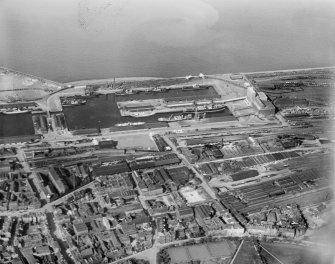 Edinburgh Dock, Leith, Edinburgh.  Oblique aerial photograph taken facing north-east.