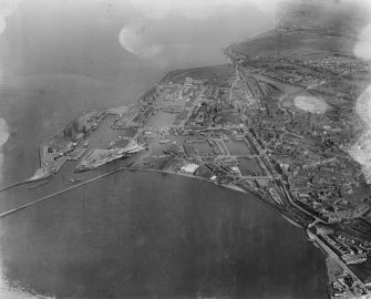 Leith Docks, Edinburgh.  Oblique aerial photograph taken facing east.