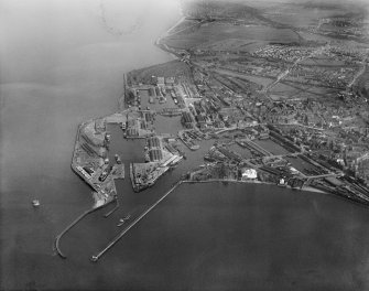 Leith Docks, Edinburgh.  Oblique aerial photograph taken facing south-east.