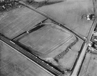 Alloa Athletic Football Ground, Clackmannan Road, Alloa.  Oblique aerial photograph taken facing north.