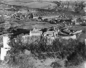Oblique aerial view of Stirling Castle taken facing east.