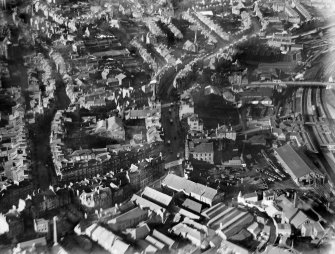 Stirling, general view, showing Stirling Station and South Church.  Oblique aerial photograph taken facing north.