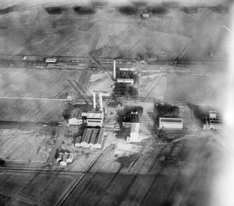 Scottish Oils Grangemouth Refinery, Grangemouth.  Oblique aerial photograph taken facing north.