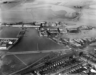 Grangemouth East Basin and Junction Dock, Grangemouth.  Oblique aerial photograph taken facing north-east.