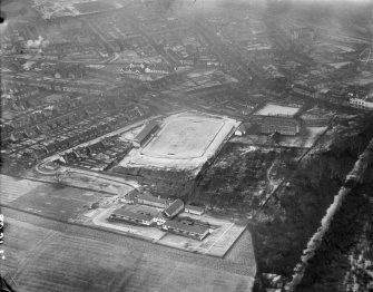 Motherwell Football Club, Knowtop Avenue, Motherwell.  Oblique aerial photograph taken facing north.