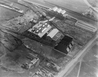 Refuse Destruction and Electric Works, Helen Street, Govan, Glasgow.  Oblique aerial photograph taken facing south.