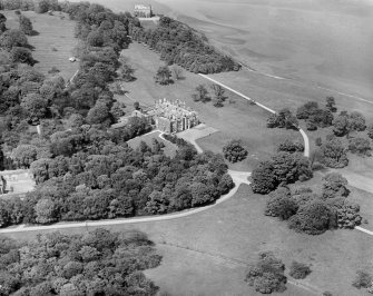Dalmeny House, Edinburgh.  Oblique aerial photograph taken facing north.