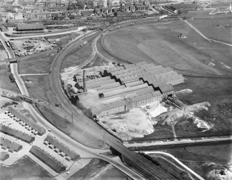 North British Steel Foundry Co. Ltd. Works, Whitburn Road, Bathgate.  Oblique aerial photograph taken facing east.