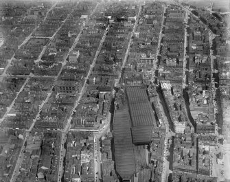 Glasgow, general view, showing Central Station and Blythswood Square.  Oblique aerial photograph taken facing north.