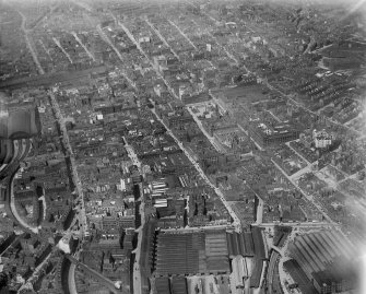 Glasgow, general view, showing George Square, Queen Street Station and Ingram Street.  Oblique aerial photograph taken facing north-west.
