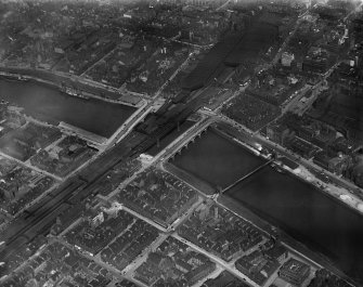 Glasgow, general view, showing Glasgow Bridge, New Approach Viaduct and George the Fifth Bridge.  Oblique aerial photograph taken facing north.
