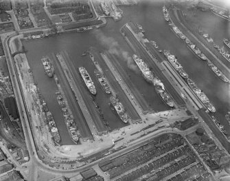 Prince's Dock, Glasgow.  Oblique aerial photograph taken facing north-west.