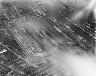 Prince's Dock, Glasgow.  Oblique aerial photograph taken facing north-west.