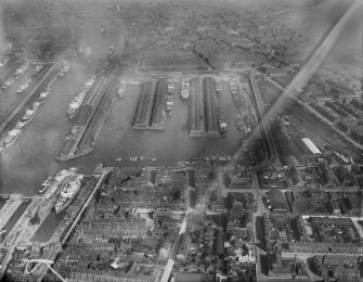 Prince's Dock, Glasgow.  Oblique aerial photograph taken facing east.