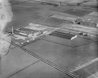 India Tyre and Rubber Co. Factory, Greenock Road, Inchinnan.  Oblique aerial photograph taken facing south-east.  This image has been produced from a damaged negative.