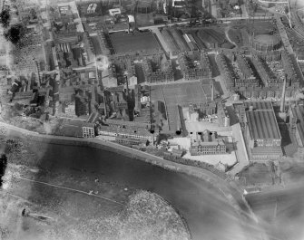 Glasgow, general view, showing Strathclyde Public School and Barrowfield Works.  Oblique aerial photograph taken facing north.  This image has been produced from a damaged negative.
