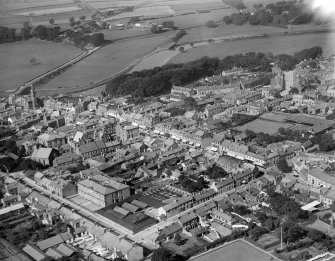 Annan, general view, showing High Street and Ednam Street.  Oblique aerial photograph taken facing north.