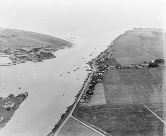 Montrose, general view, showing Ferryden and Montrose Harbour.  Oblique aerial photograph taken facing east.