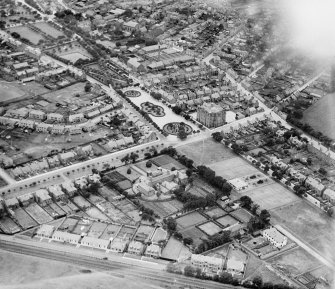 Montrose, general view, showing Mid Links and Dorward House.  Oblique aerial photograph taken facing south-west.