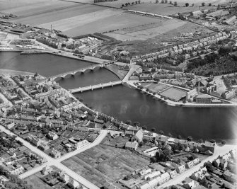 Inverness, general view, showing Waterloo Bridge and Ness Viaduct.  Oblique aerial photograph taken facing east.