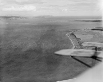 Moray Firth, general view, showing Fisherton coastline to Fort George.  Oblique aerial photograph taken facing north.