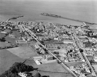 Stranraer, general view, showing Stranraer Harbour and Lewis Street.  Oblique aerial photograph taken facing north.