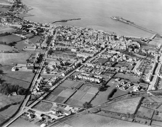 Stranraer, general view, showing Stranraer Harbour and Dalrymple Street.  Oblique aerial photograph taken facing north.