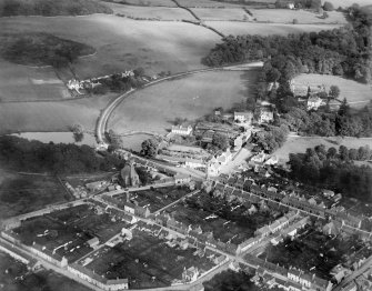 Gatehouse of Fleet, general view, showing Old Military Road and Castramont Road.  Oblique aerial photograph taken facing east.