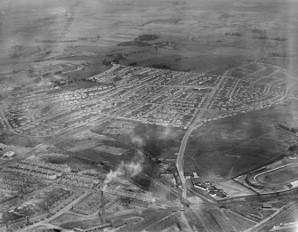 Carntyne Housing Estate and Haghill, Glasgow.  Oblique aerial photograph taken facing east.