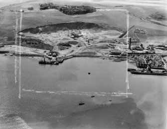 Tilbury Contracting and Dredging Co. Ltd. Quarry and Thomas Ward and Sons Shipbreaking Yard, Inverkeithing.  Oblique aerial photograph taken facing south.  This image has been produced from a crop marked negative.