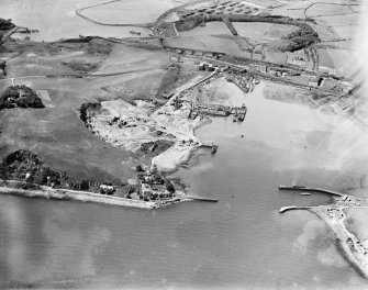 Tilbury Contracting and Dredging Co. Ltd. Quarry and Thomas Ward and Sons Shipbreaking Yard, Inverkeithing.  Oblique aerial photograph taken facing west.