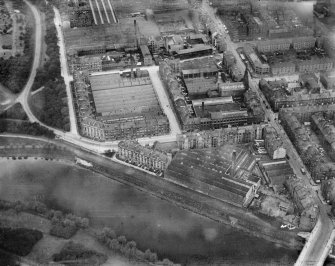 James Hendry Laminated Leather Works, Newhall Street and Clyde Thread Works, Main Street, Glasgow.  Oblique aerial photograph taken facing north.