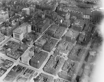 Glasgow, general view, showing Waterloo Street and West Campbell Street.  Oblique aerial photograph taken facing east.