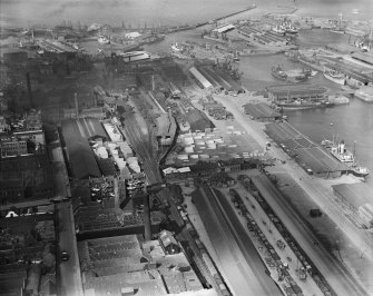 Garland and Roger Ltd. Timber Yard, Baltic Street, Leith, Edinburgh.  Oblique aerial photograph taken facing north-west.