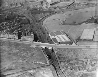 William Thyne Ltd. Lochend Works, Marionville Road and Lochend Park, Edinburgh.  Oblique aerial photograph taken facing north-west.