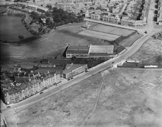 William Thyne Ltd. Lochend Works, Marionville Road and Lochend Park.  Oblique aerial photograph taken facing north.