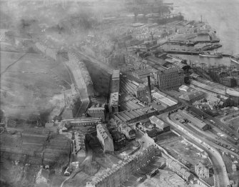 Port Glasgow, general view, showing Gourock Ropework Co. Ltd., Bay Street and Bouverie Street.  Oblique aerial photograph taken facing north-west.