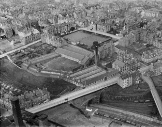 Weaving Factory, Lynedoch Street, Greenock.  Oblique aerial photograph taken facing north.