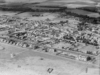 Carnoustie, general view, showing Taymouth Street and Burnside Street.  Oblique aerial photograph taken facing north-west.