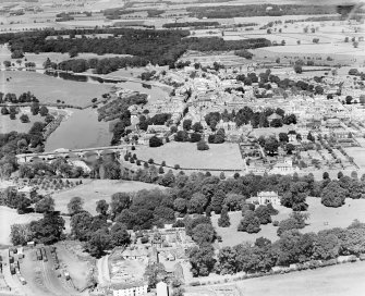 Kelso, general view, showing Kelso Bridge and Bowmont Street.  Oblique aerial photograph taken facing north.