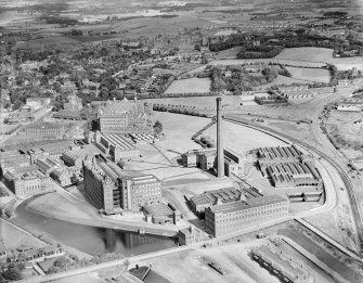 J and P Coats Ltd. Ferguslie Mills Thread Works, Paisley.  Oblique aerial photograph taken facing east.