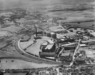 J and P Coats Ltd. Ferguslie Mills Thread Works, Paisley.  Oblique aerial photograph taken facing west.