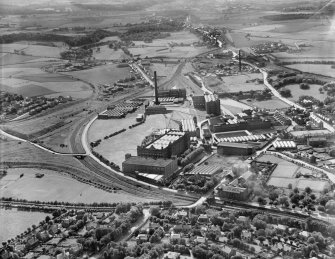 J and P Coats Ltd. Ferguslie Mills Thread Works, Paisley.  Oblique aerial photograph taken facing west.