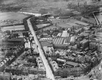 Glasgow, general view, showing James Street and Glasgow Green.  Glasgow Fair.  Oblique aerial photograph taken facing west.