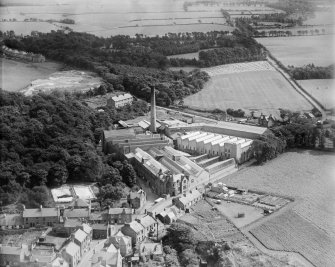 John Galloway and Co. Ltd. Balerno Bank Paper Mill, Bavelaw Road, Balerno.  Oblique aerial photograph taken facing south.